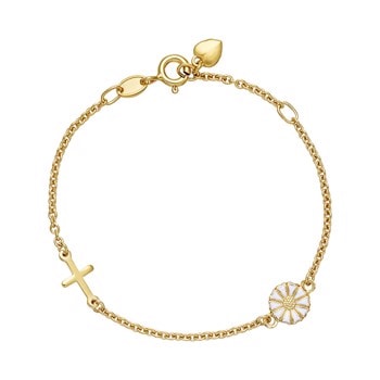 Smukt forgyldt armbånd med symboler for Tro, Håb og Kærlighed fra Lund Copenhagen
