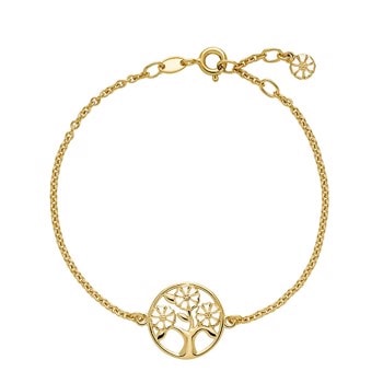 Lund Copenhagen Marguerit, Livets Træ 925 sterling sølv armbånd 24 kt. Forgyldt