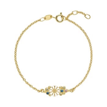 Lund Copenhagen Marguerit, Mix  925 sterling sølvarmbånd 24 kt. Forgyldt