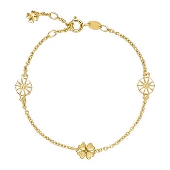 Lund Copenhagen Marguerit/Kløver 925 sterling sølvarmbånd 24 kt forgyldt
