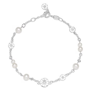 Lund Copenhagen, Marguerit sterling sølv armbånd med perler