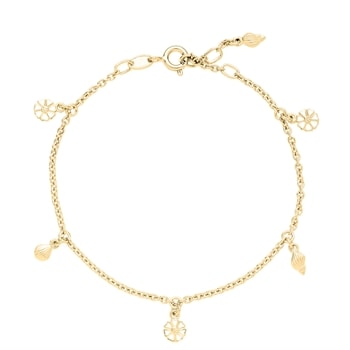 Marguerit Armbånd musling 3x5mm forgyldt 925 sølv, 17-18-19cm