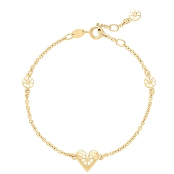 Marguerit Armbånd hjerte 4x5mm forgyldt 925 sølv, 17-18-19cm