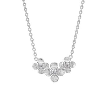 Lund Copenhagen, blomst og zirkonia collier i sterling sølv