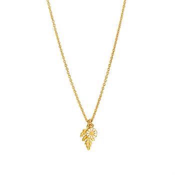 Lund Copenhagen Marguerit 925 sterling sølv Vedhæng 24 kt forgyldt med hvid emalje, model 9025033-M