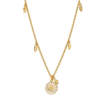 Lund Copenhagen marguerit  halskæde 24 kt. Forgyldt