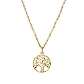 Lund Copenhagen Marguerit, Livets Træ 925 sterling sølv collier 24 kt. Forgyldt