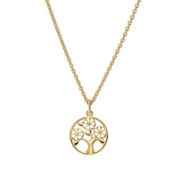 Lund Copenhagen Marguerit, Livets Træ 925 sterling sølv collier 24 kt. Forgyldt