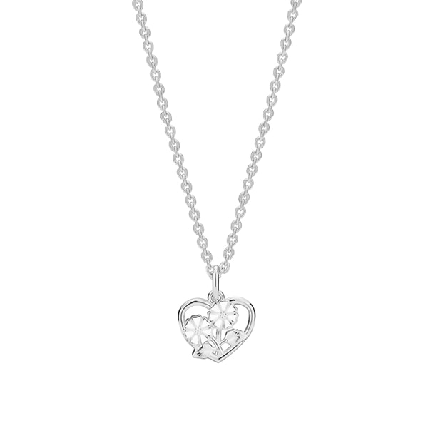 Marguerit halskæde hjerte 2 x 5 mm 925, 45-48cm