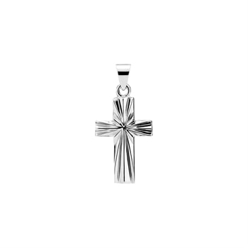 Vedhæng kors med mønster 17x11mm sterling sølv