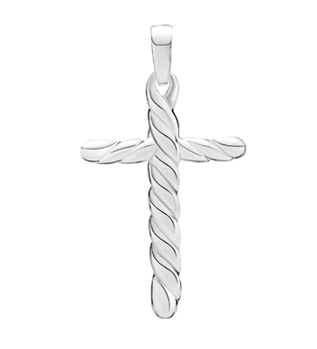 Sterling sølv kors, snoet 28 x 19  mm