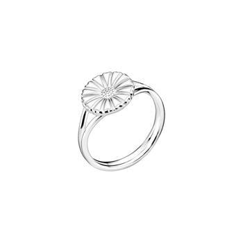 11 mm hvid Marguerit fingerring i 925 sølv m/ emalje fra Lund Copenhagen