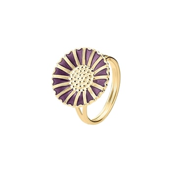 Lund Copenhagen Marguerit ring lilla 18 mm forgyldt sølv