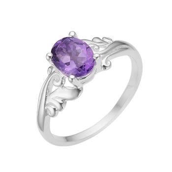Sølv Ring med Ametyst, 6x8 mm - Lund 