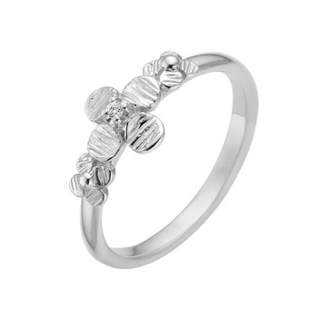 Sterling Sølv Ring med Blomst og Zirkon - Lund