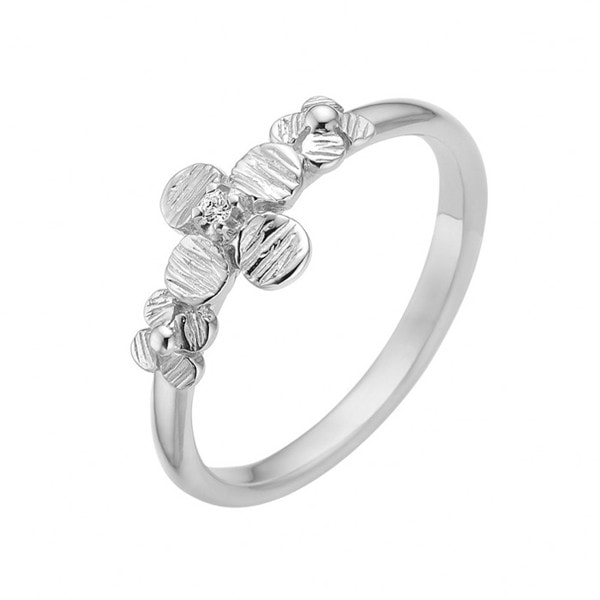 Sterling Sølv Ring med Blomst og Zirkon - Lund