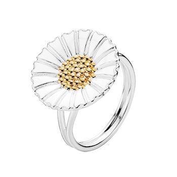 Lund Copenhagen sølvring med marguerit og en forgyldt midte, model 9075018-HM