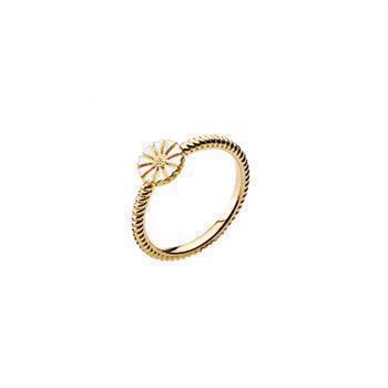 Lund Copenhagen Marguerit 925 sterling sølv Ring 24 kt forgyldt med hvid emalje, model 9075042-M