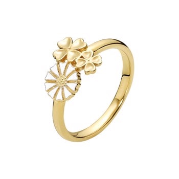 Lund Copenhagen Marguerit/Kløver 925 sterling sølv fingerring 24 kt forgyldt