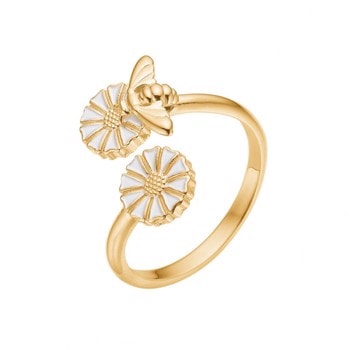 24kt Forgyldt Marguerit Ring med Bi - Lund 