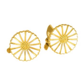 18 mm Marguerit øreclips i hvid m/ forgyldninger fra Lund of Copenhagen