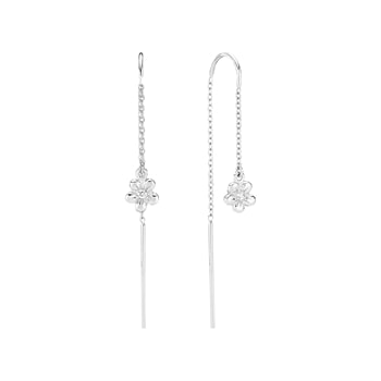Ørehænger med bøjle og blomst med zirkonia sterling sølv