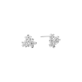 Ørestik med blomst og zirkonia sterling sølv