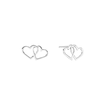 Ørestik med dobbelt hjerte 13mm sterling sølv