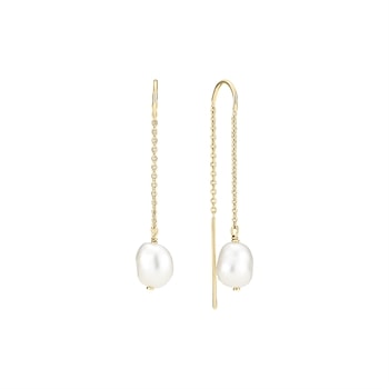Ørehænger ferskvands perle 8,5-9mm zirkonia forgyldt 925 sølv, 