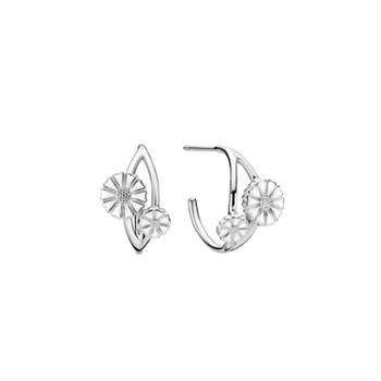 Lund Copenhagen Marguerit 925 sterling sølv Øreringe med hvid emalje, model 9095008-4-H