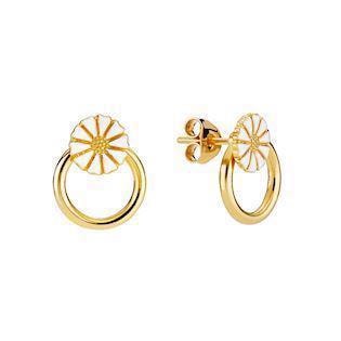 Lund Copenhagen 24 karat forgyldte øreringe med 7,5 mm marguerit, model 9095009-4-M