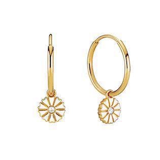 Lund Copenhagen, 7,5 mm Marguerit 925 sterling sølv Øreringe 24 karat forgyldt, model 9095015-30-M