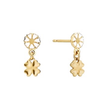 Lund Copenhagen Marguerit/Kløver 925 sterling sølv øreringe 24 kt forgyldt