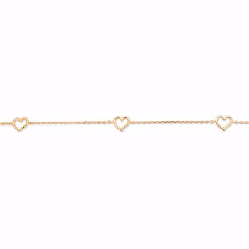 Armbånd med hjerter 8 kt. guld, 15 cm