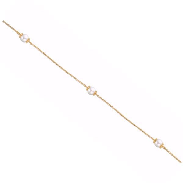 Guld & Sølv design 8 karat guld  Armbånd, Perle med blank overflade, længde 19 cm