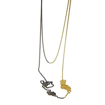 Long chains To farvet diamond cut i sterling sølv med sort rhodineret / forgyldt overflade