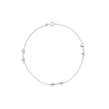 Ankelkæde hjerter 25cm sterling sølv