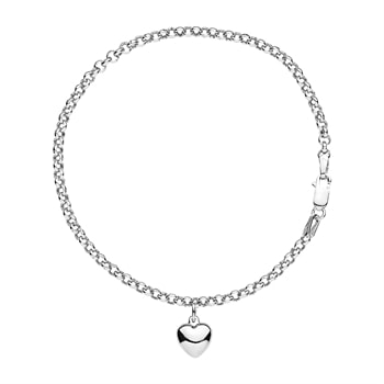 Armbånd ærte med hjerte 16-18cm sterling sølv