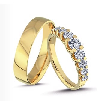 14 kt Empire vielsesringe vælg imellem 0,24 ct til 1,00 ct i dameringen