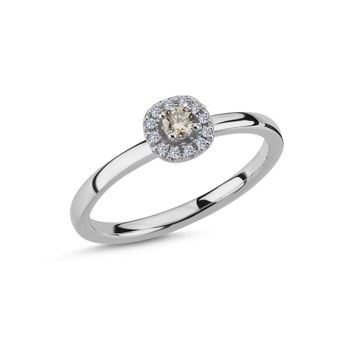 14 kt hvidguld Champagne ring med i alt 0,16 ct diamanter Champagne / Wesselton SI