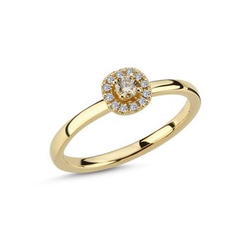 14 kt rødguld Champagne ring med i alt 0,16 ct diamanter Champagne / Wesselton SI