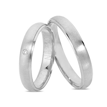 Nuran Our Love 9 karat hvid guld Vielsesringe med 1 x 0,01 ct stk Brillant