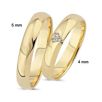8 karat Vielsesringe med 0,03 ct diamanter wesselton si i hjerte-herre i 5 mm