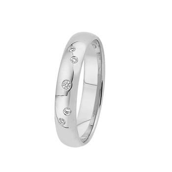 Elegant 14 karat hvidgulds fingerring med 0,05 ct diamanter i stjernedrys