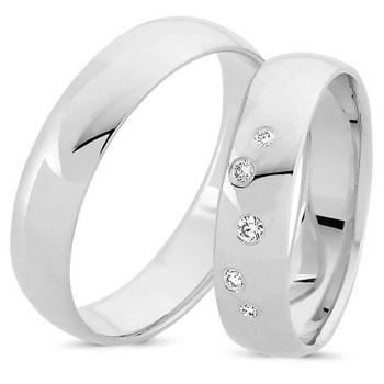 Nuran Love 14 karat hvid guld Vielsesringe med 0,07 ct diamanter Wesselton VS i flot brillant slib