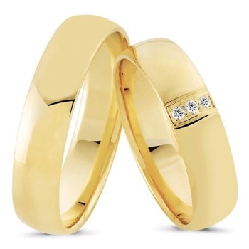 Nuran Love 14 karat guld Vielsesringe med 0,03 ct diamanter Wesselton VS i flot brillant slib