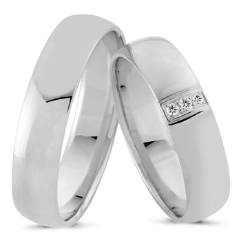 Nuran Love 9 karat hvid guld Vielsesringe med 0,03 ct diamanter Wesselton VS i flot brillant slib