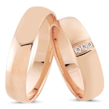 Nuran Love 14 karat rosa guld Vielsesringe med 0,03 ct diamanter Wesselton VS i flot brillant slibv