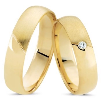 Nuran Love 14 karat guld Vielsesringe med 0,03 ct diamanter Wesselton VS i flot brillant slib