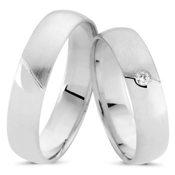 Nuran Love 14 karat hvid guld Vielsesringe med 0,03 ct diamanter Wesselton VS i flot brillant slib